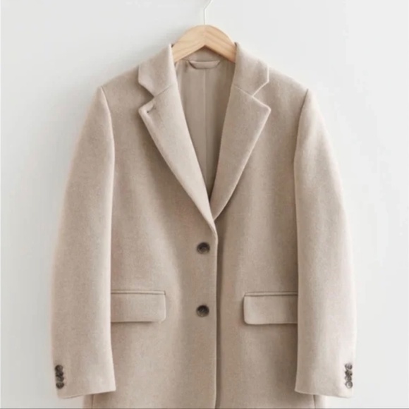& Other Stories Oversized Wool Blazer, Size 0 / EU 32, Oatmeal Beige - Picture 3 of 8
